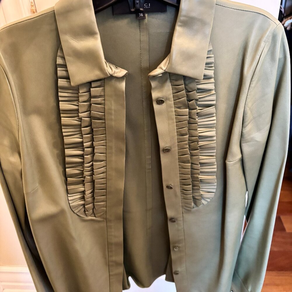 gucci leather button down